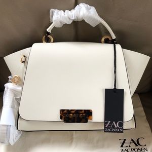 ZAC Zac Posen Cream Crossbody Bag with Tortoise Accents